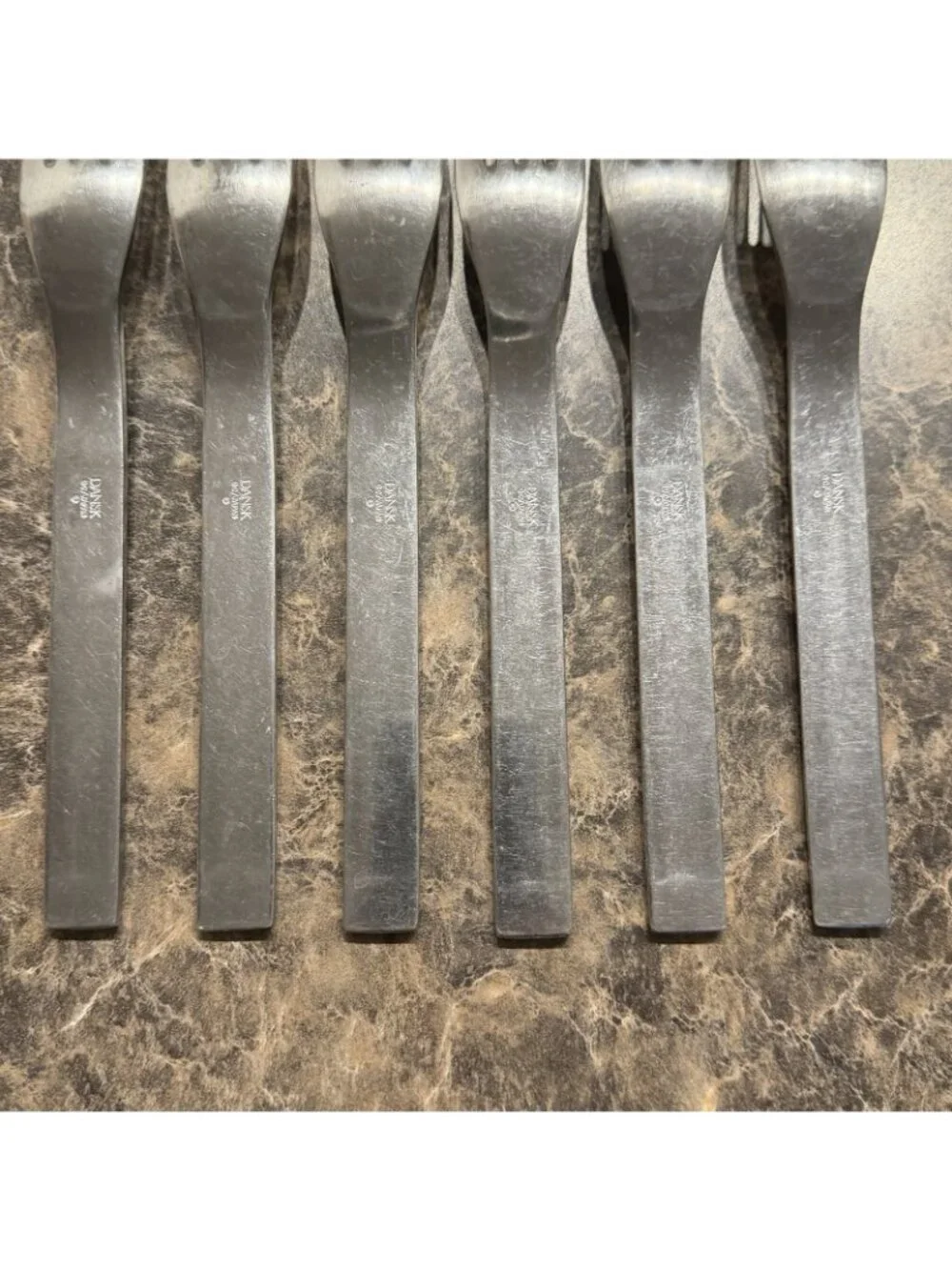 6 Dansk Thebe Stainless Dinner Forks Japan Satin Ribbed Flatware Replacement